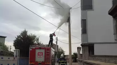 Siirt'te Elektrik Direğinde Yangın