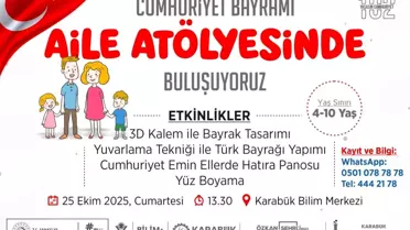 Cumhuriyet Bayramı İçin Aile Atölyesi Etkinliği Düzenlenecek
