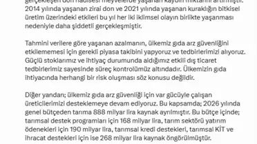 Tarım Bakanı'ndan Gıda Güvenliği Açıklaması