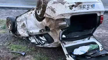 Sakarya'da Kontrolden Çıkan Araç Takla Attı