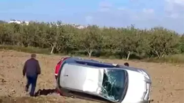 Hatay'da Otomobil Tarla Uçtu