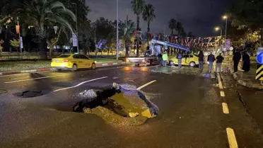 İstanbul'da Yol Çökmesi, Taksi Ters Döndü