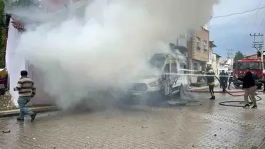 Vezirköprü'de Minibüs Yangını! 