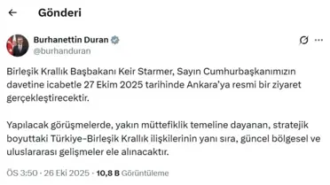 Birleşik Krallık Başbakanı Keir Starmer, Cumhurbaşkanı Erdoğan'ın Daveti Üzerine Ankara'ya Geliyor