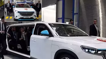 İlk kez görücüye çıktı! Cumhurbaşkanı Erdoğan Altay Tankı törenine limuzin Togg'la geldi