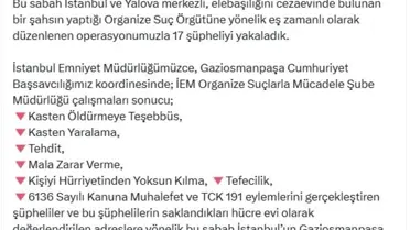 İstanbul ve Yalova'da Suç Operasyonu