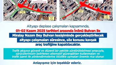 Kayseri'de Altyapı Çalışmaları Nedeniyle Kavşak Trafiğe Kapatılacak