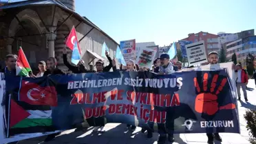 Erzurum'da Sağlık Çalışanlarından Gazze Protestosu
