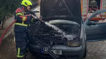 Aydın'da Seyir Halindeki Otomobil Alev Aldı
