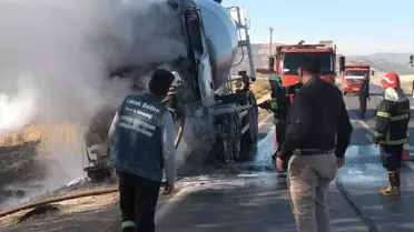 Nurdağı'nda Beton Mikserinde Yangın
