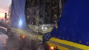 Bolu'da Kuruyemiş Yüklü TIR'da Yangın