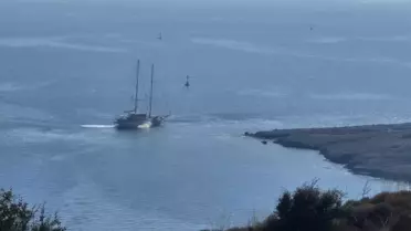 Bodrum'da Yelkenli Tekne Karaya Oturdu