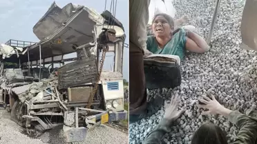 Otobüs ve çakıl yüklü kamyon çarpıştı: 20 ölü! Bazı yolcular çakıla gömüldü