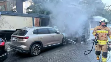 Turgutlu'da öğrenci servisinde yangın paniği