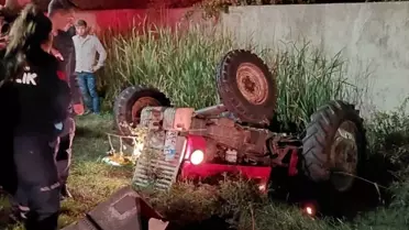 Traktör Kazasında Sürücü Yaralandı
