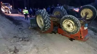 Traktör Devrildi: 1 Ölü, 1 Yaralı