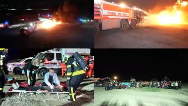 Esenboğa Havalimanı'nda Uçak Kazası ve Kimyasal Sızıntı Tatbikatı Gerçekleşti