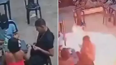 Kibriti yere attı, ortalık cehenneme döndü! Dehşet anları kamerada