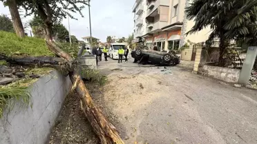 Sakarya'da Otomobil 3 Metreden Düştü, Sürücü Tümüz Kaza Atlattı