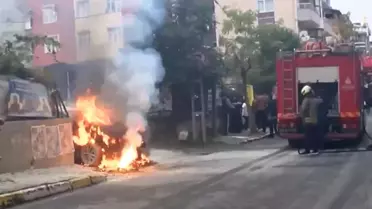 Yer altı elektrik kabloları patladı, otomobil alev topuna döndü