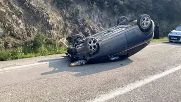 Mudanya'da Kontrolden Çıkan Araç Ters Döndü