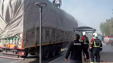 Aydın'da Pamuk Yüklü Tırda Yangın