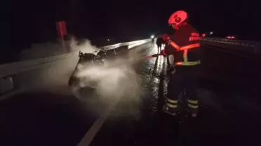 Niksar'da Motosiklet Alev Alev Yandı