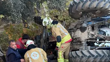 Traktör Devrildi: 1 Ölü, 1 Yaralı