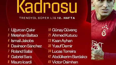 Galatasaray'ın Kocaelispor Maçı Kadrosu Açıklandı