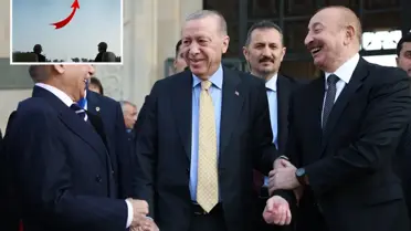 Karabağ Zaferi'nin yıl dönümünde tarihi görüntüler! Erdoğan ve Aliyev'i Türk F-16'larını böyle izledi