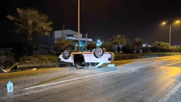 Hatay'da Takla Atan Otomobilde Sürücü Yaralandı