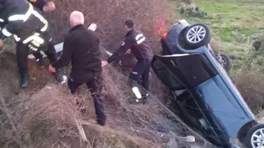Aydın'da Otomobil Şarampole Devrildi: 5 Yaralı