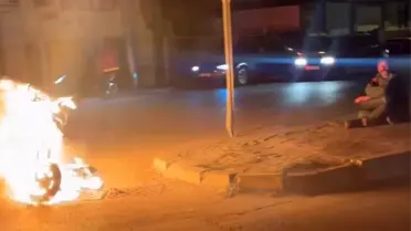 Denizli'de Motosiklet Yangını