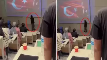 Saygı duruşu sırasında telefonla konuşup volta atan öğrenci gözaltına alındı