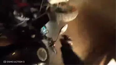Bursa'da Motosiklet Kazası Kask Kamerasında