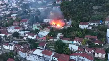 Evler alev topuna döndü! Korkutan yangın dronla böyle görüntülendi