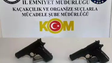 Havza'da Ruhsatsız Tabancalar Ele Geçirildi
