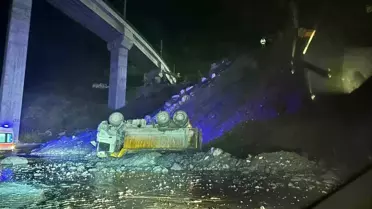 Bilecik'te YHT Şantiyesinde Kamyon Devrildi