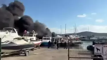 Çeşme'de Tekne Yangını: 7 Tekne Alev Alev