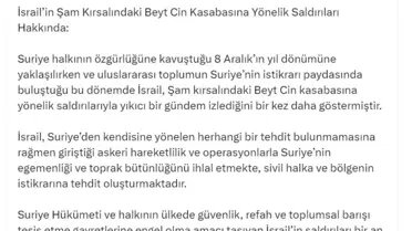 Dışişleri'nden İsrail'in Suriye Saldırılarına Tepki