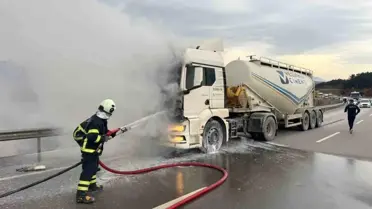 Bilecik'te Beton Mikseri Alev Aldı