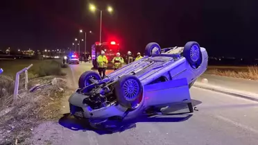Karaman'da Kontrolden Çıkan Otomobil Takla Attı