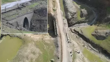 Sular çekildi, tarihi kalıntılar gün yüzüne çıktı