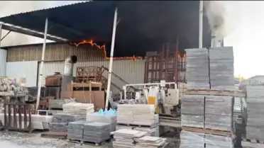 Bucak'ta Mermer Fabrikasında Yangın