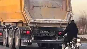 Konya'da Motosikletli Tehlikeli Takip