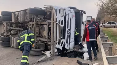 Kızıltepe'de Tır Devrildi, Sürücü Yaralandı