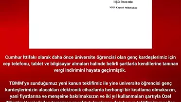 Öğrenciler için ÖTV muafiyeti teklifi
