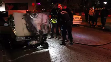 Aydın'da Park Halindeki Araç Yandı
