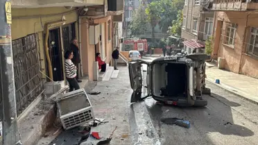 İzmit'te Park Halindeki Araç Devrildi