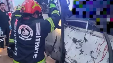 Yoldan çıkan sürücü seyir halindeki tıra çarptı